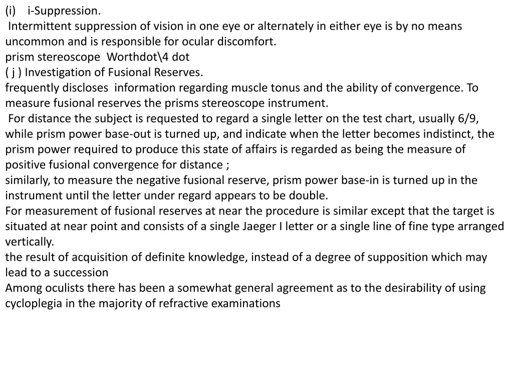 i intermittent suppression of vision