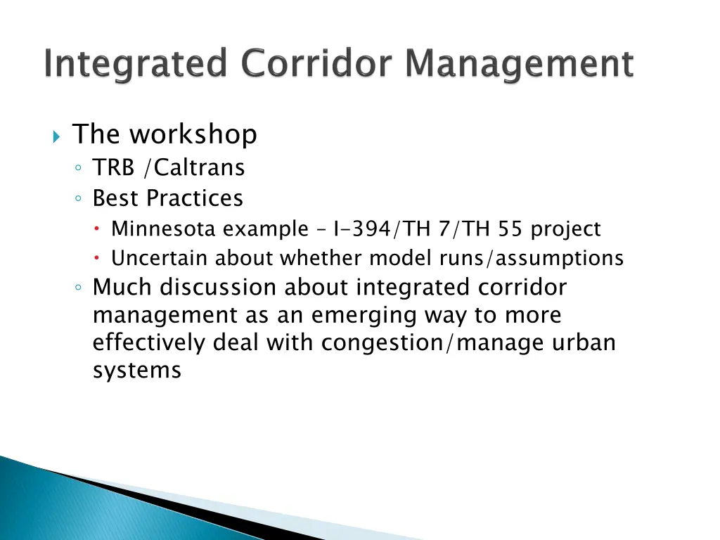 the workshop trb caltrans best practices