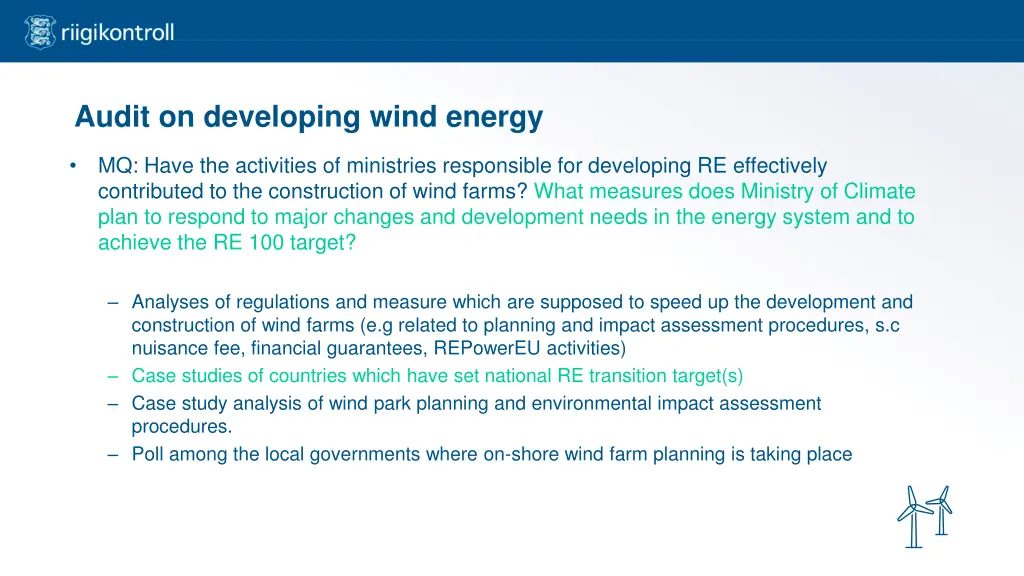 audit on developing wind energy 1