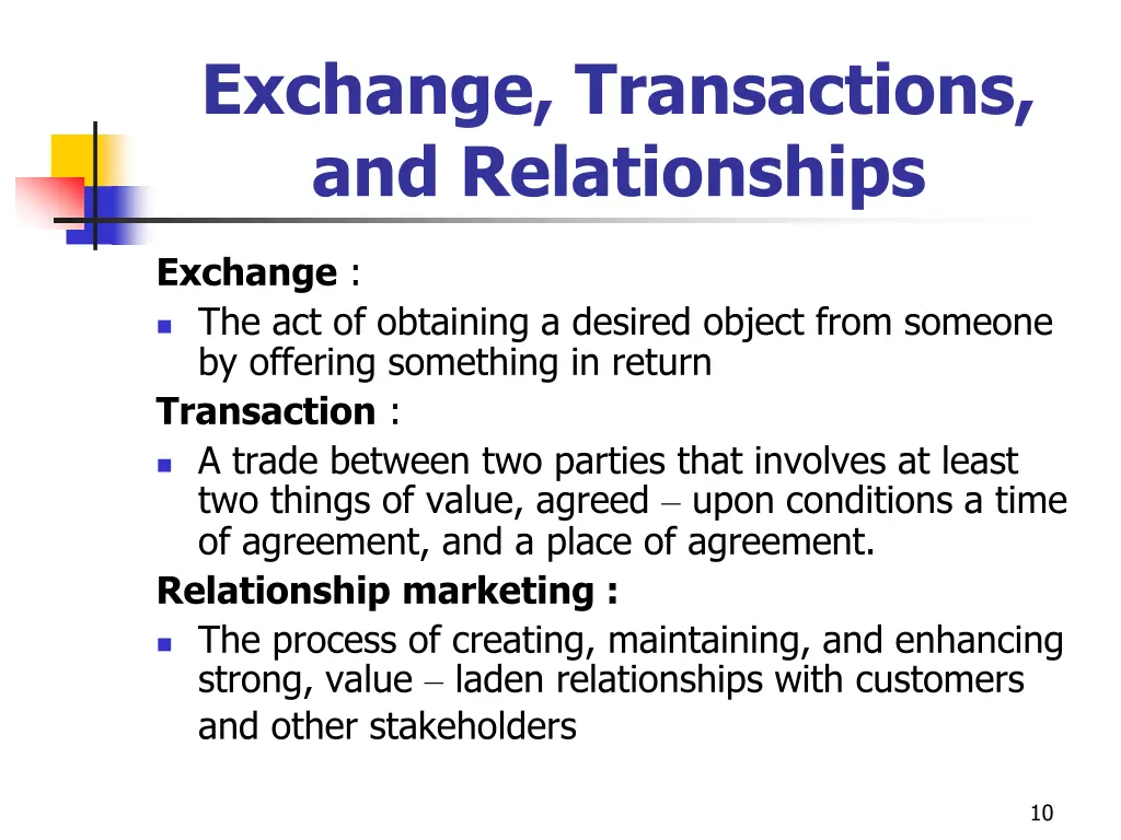 exchange transactions and relationships