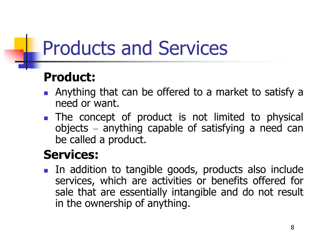 products and services