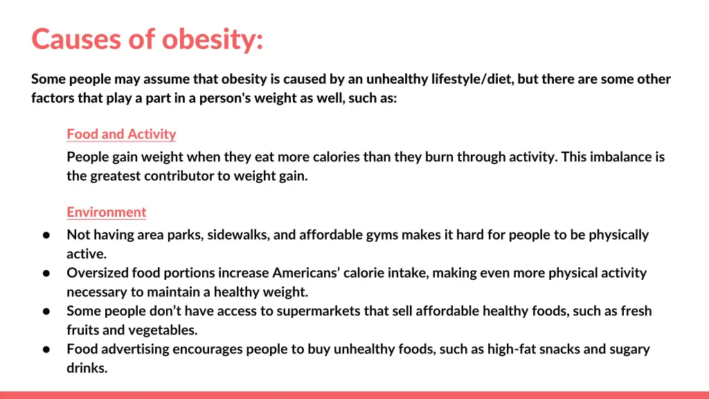 causes of obesity