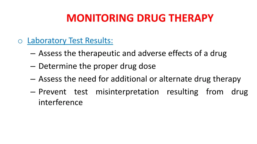 monitoring drug therapy
