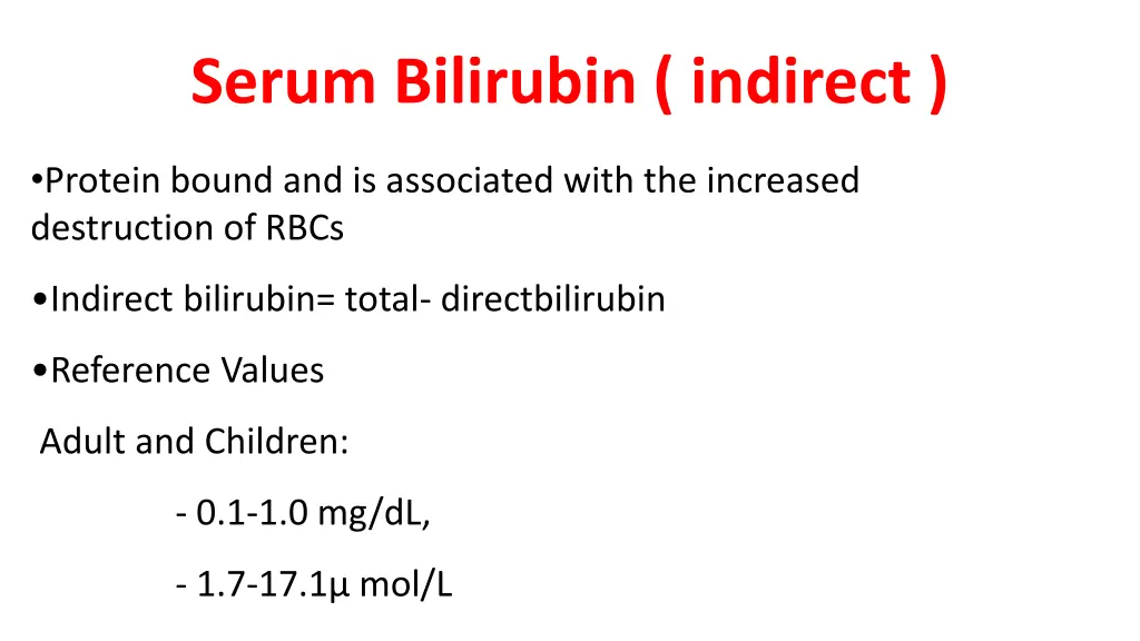serum bilirubin indirect