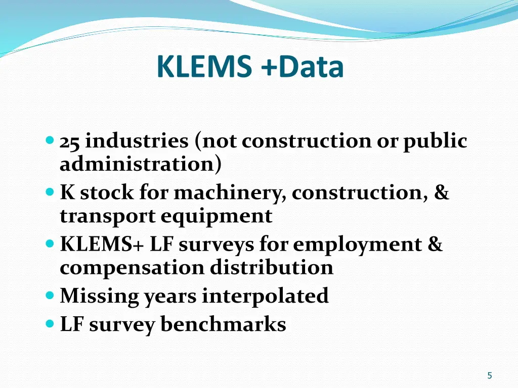 klems data