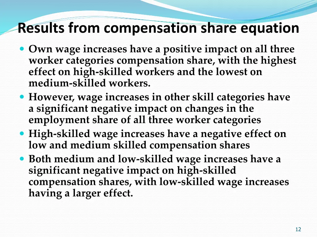 results from compensation share equation