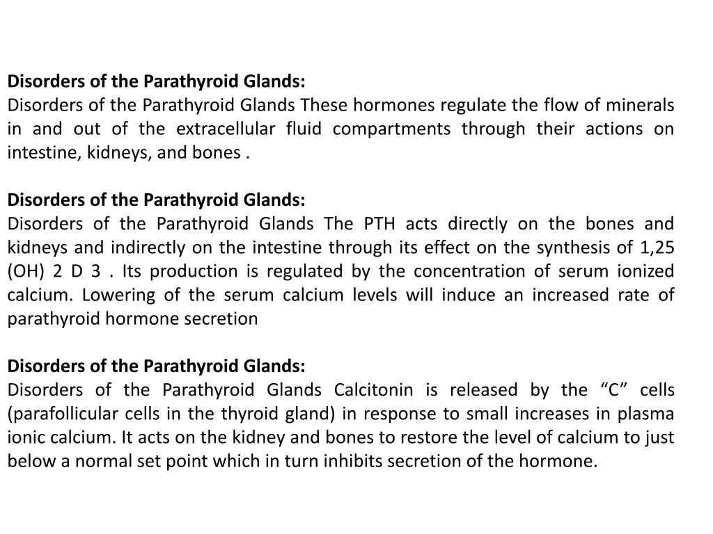disorders of the parathyroid glands disorders 1