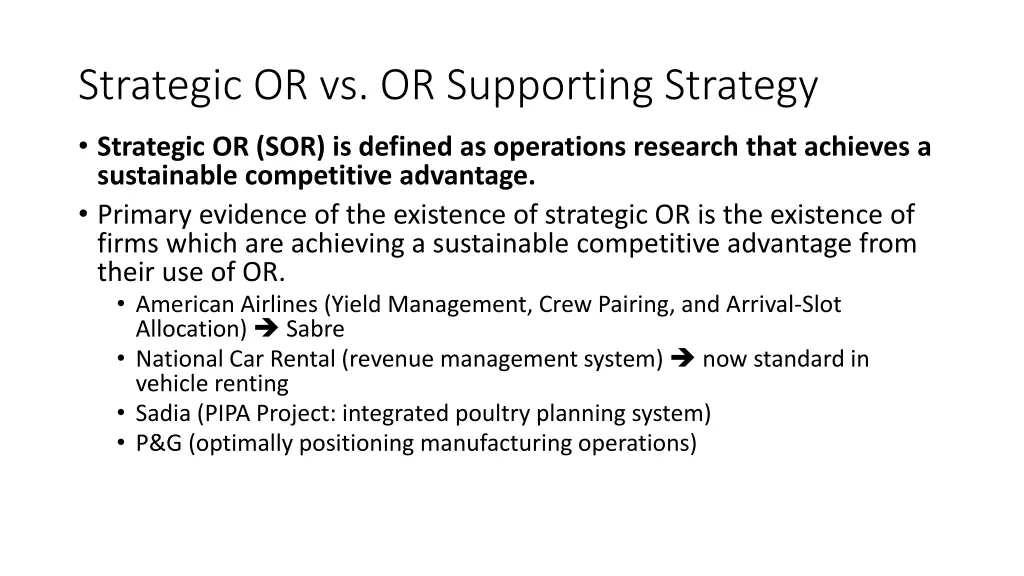 strategic or vs or supporting strategy