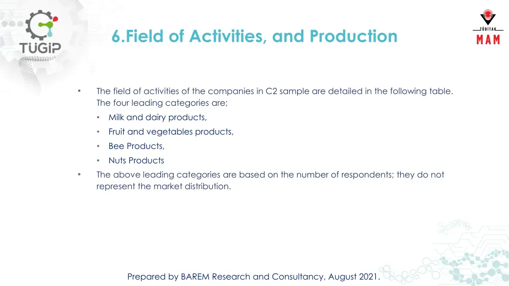 6 field of activities and production