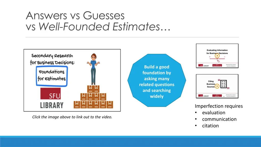 answers vs guesses vs well founded estimates