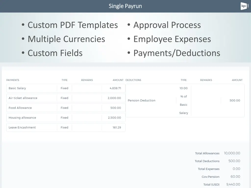 single single payrun payrun