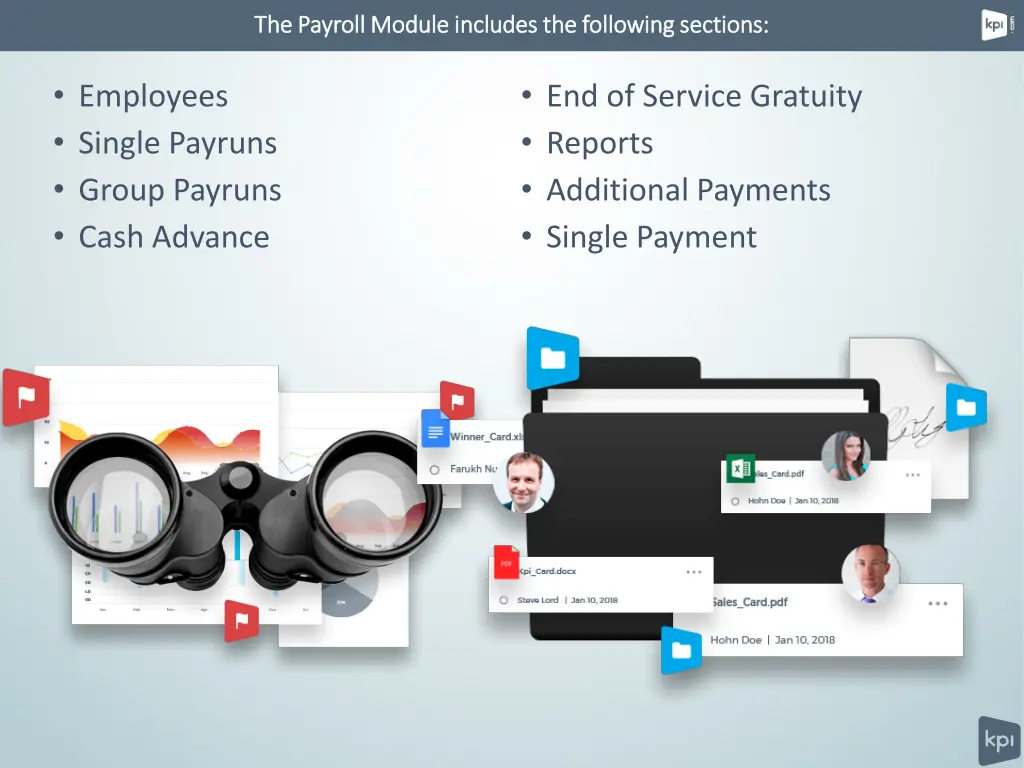 the payroll module includes the following
