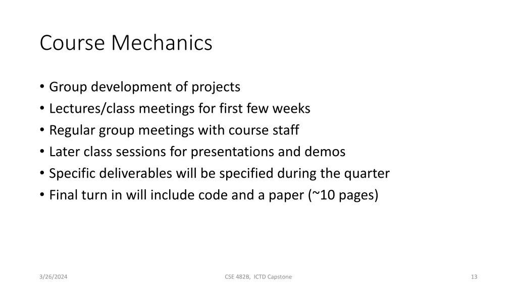 course mechanics