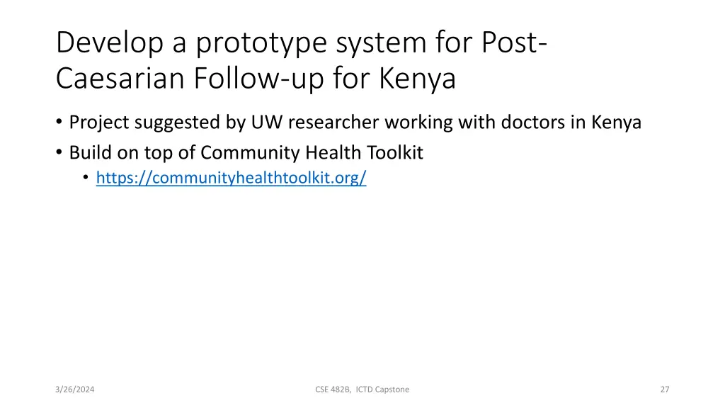 develop a prototype system for post caesarian