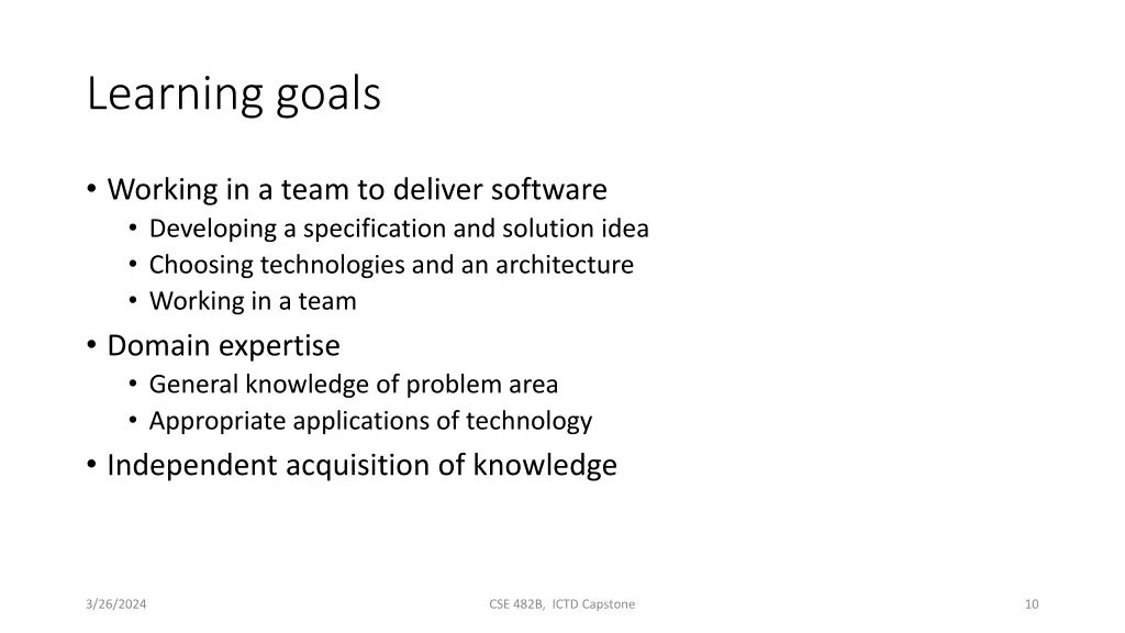 learning goals