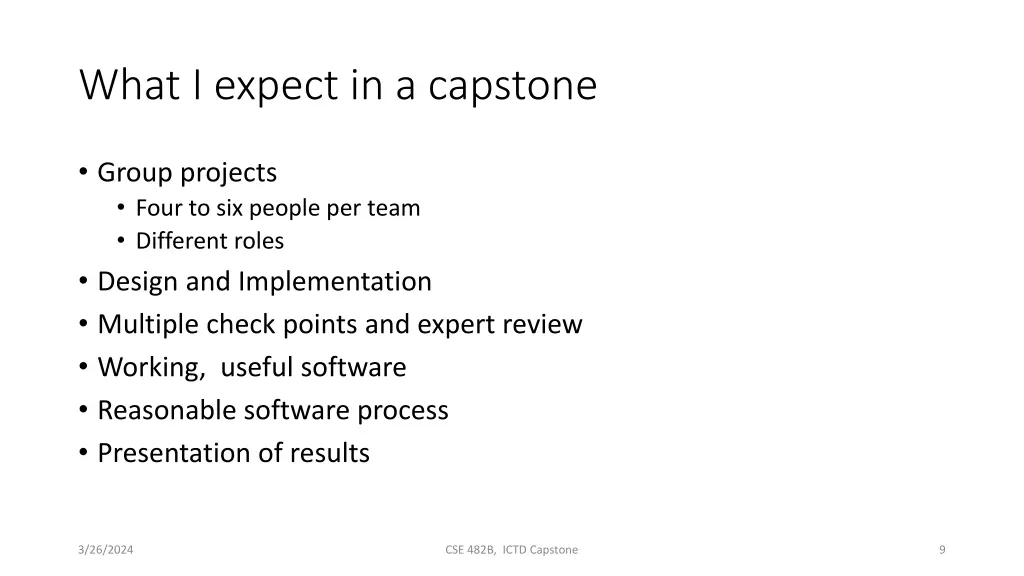 what i expect in a capstone