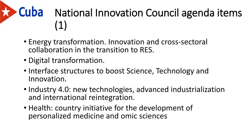 national innovation council agenda items national