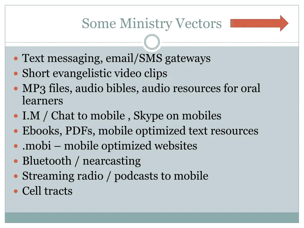 some ministry vectors