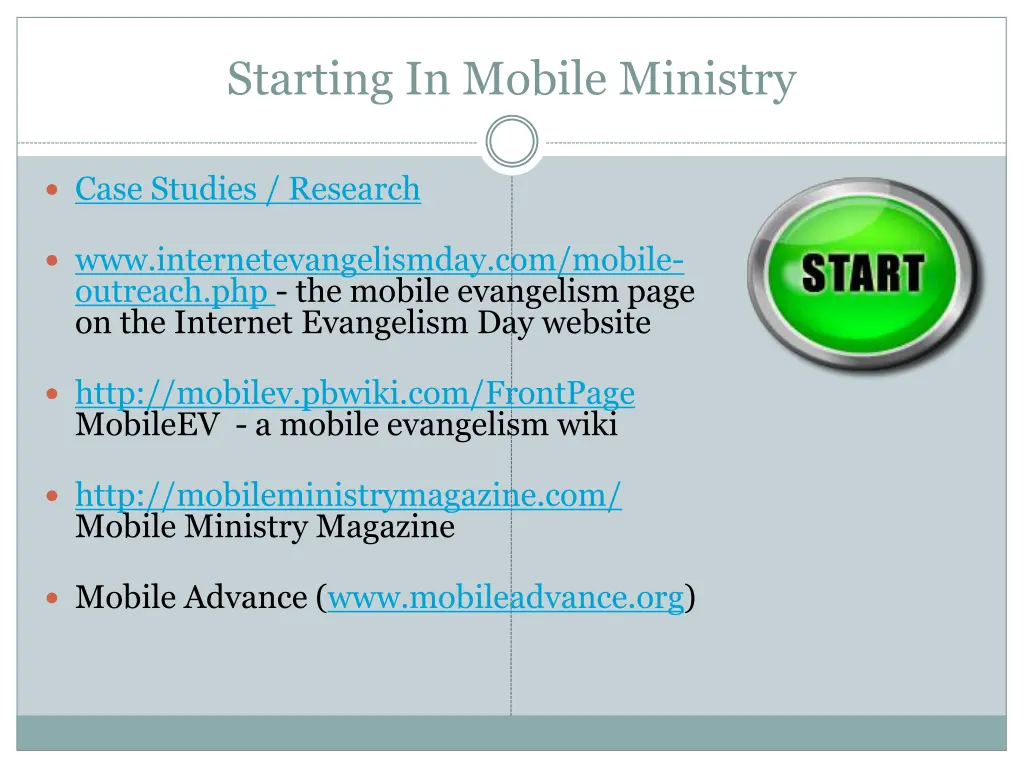starting in mobile ministry