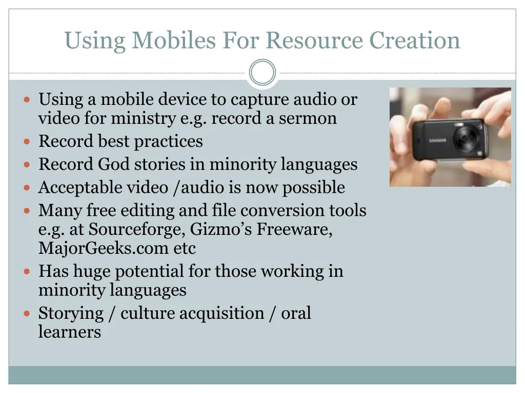 using mobiles for resource creation