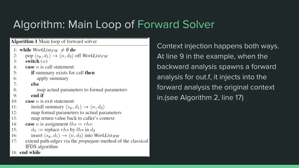 algorithm main loop of forward solver 1