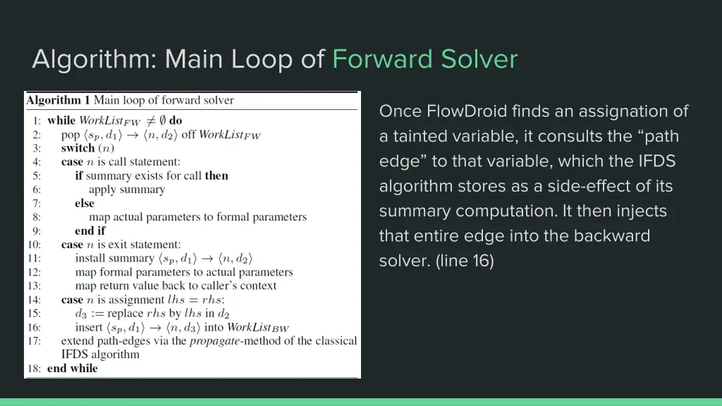 algorithm main loop of forward solver