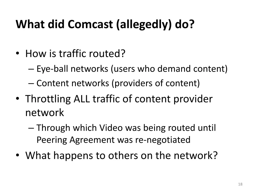 what did comcast allegedly do