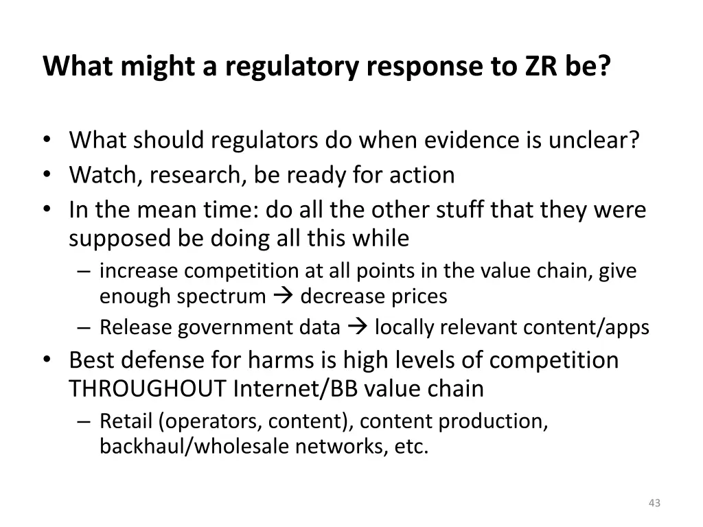 what might a regulatory response to zr be