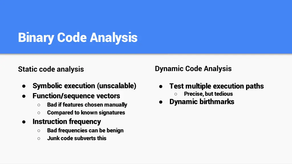 binary code analysis
