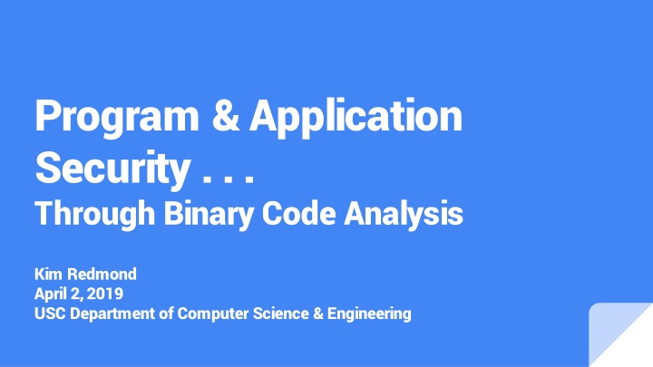 program application security through binary code