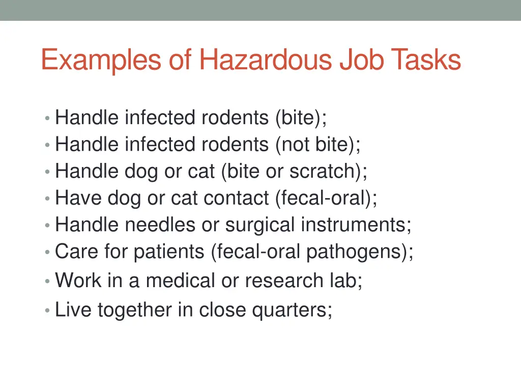 examples of hazardous job tasks