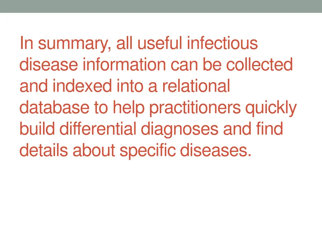 in summary all useful infectious disease