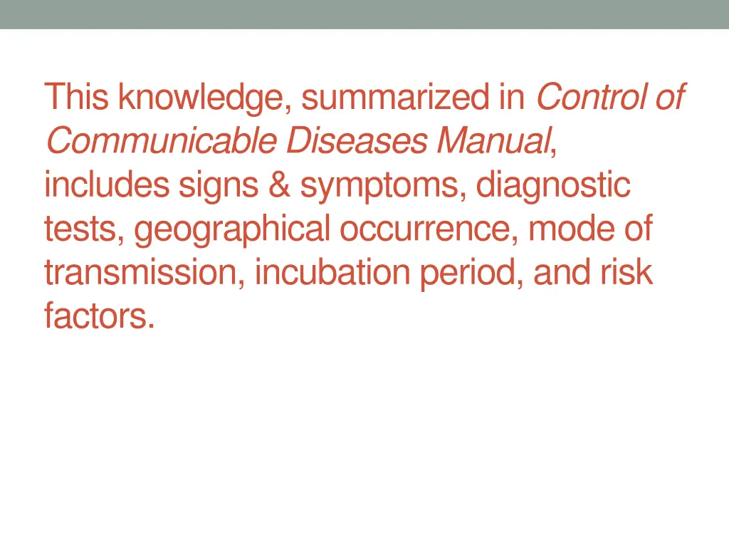 this knowledge summarized in control