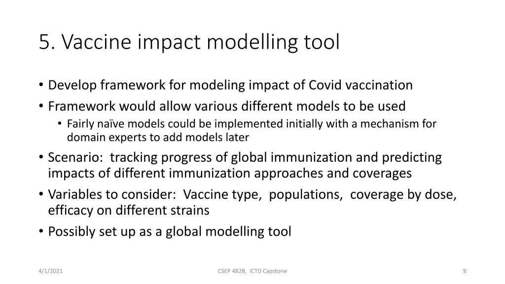 5 vaccine impact modelling tool