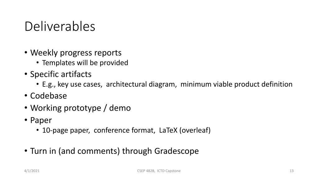deliverables