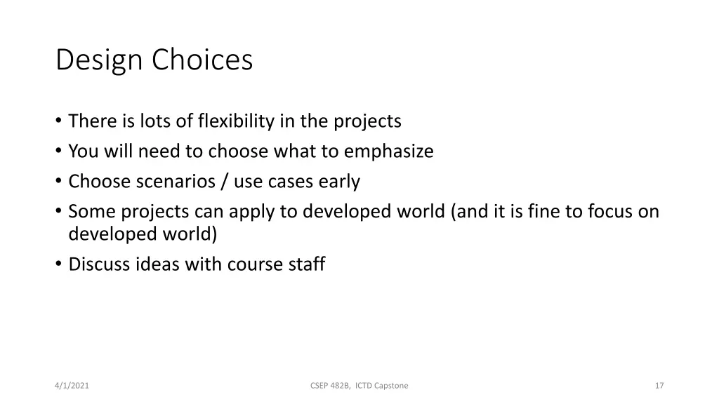 design choices