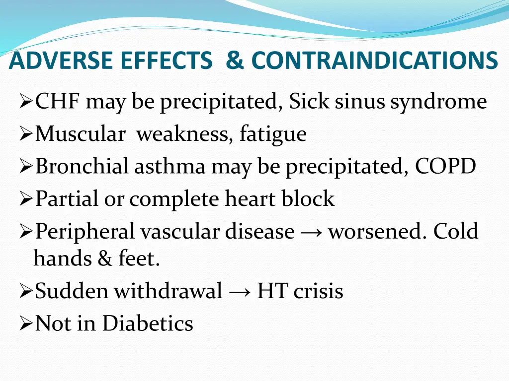 adverse effects contraindications