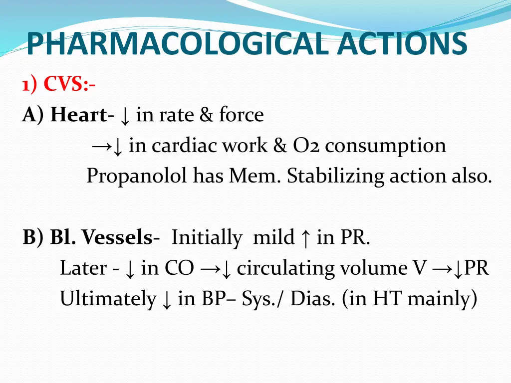 pharmacological actions 1