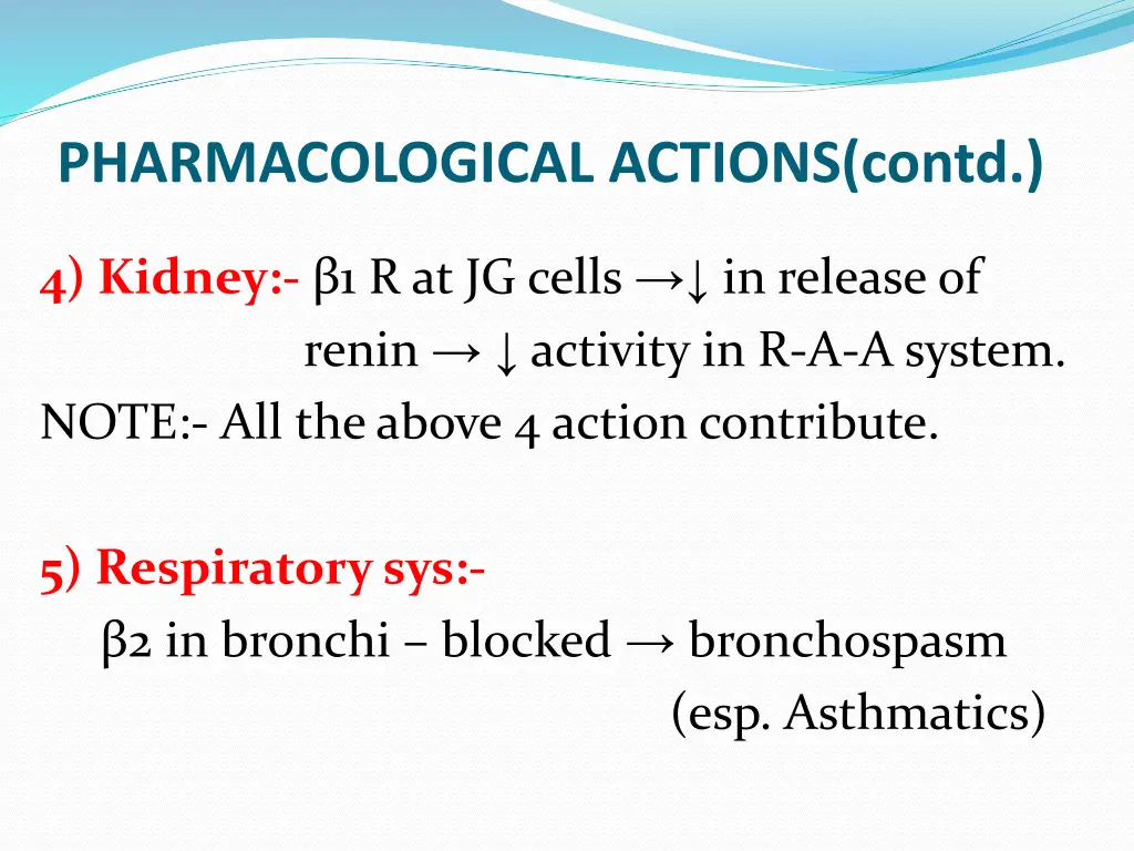 pharmacological actions contd 2