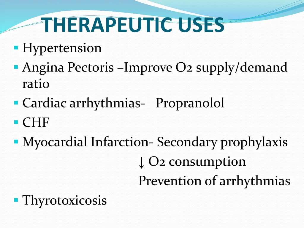 therapeutic uses hypertension angina pectoris