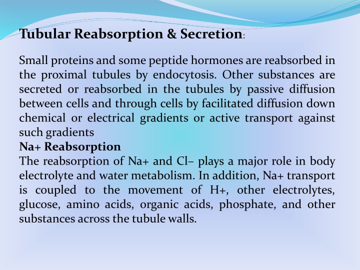 tubular reabsorption secretion