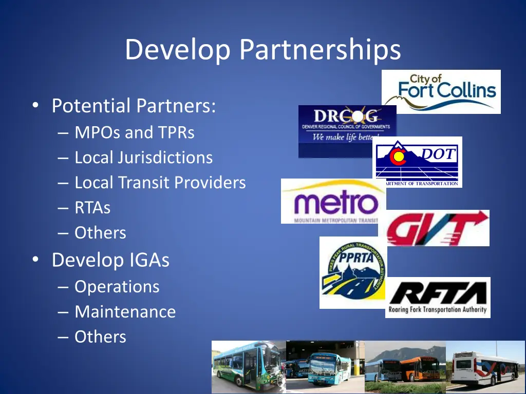 develop partnerships