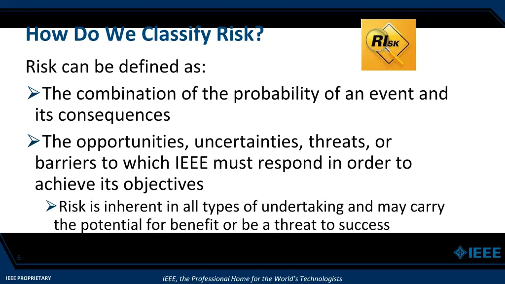 how do we classify risk