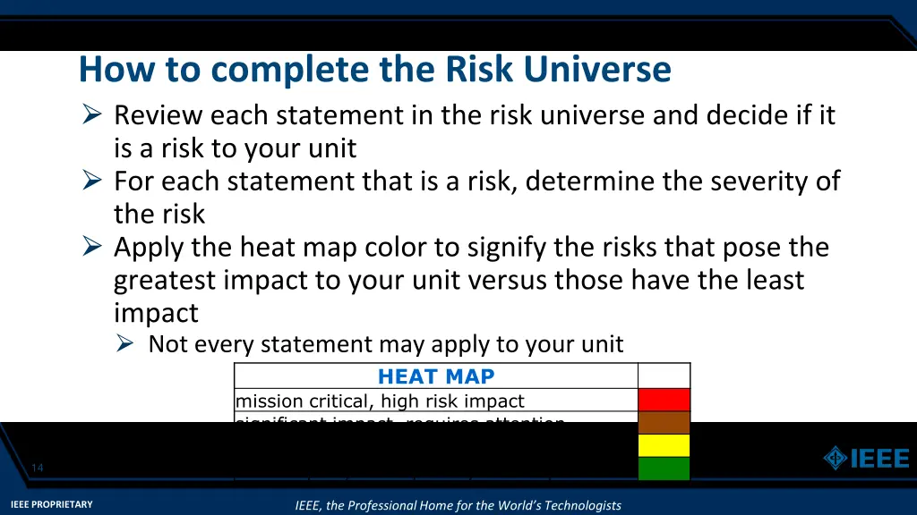how to complete the risk universe review each