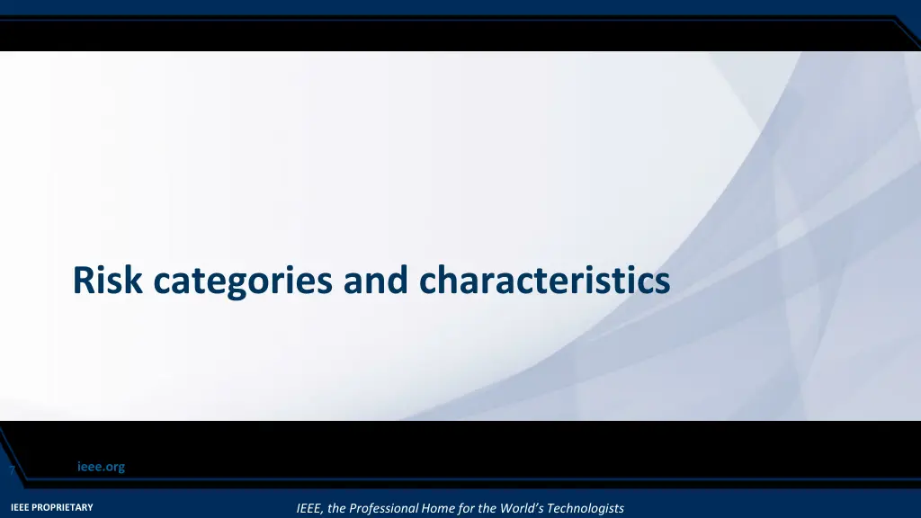 risk categories and characteristics