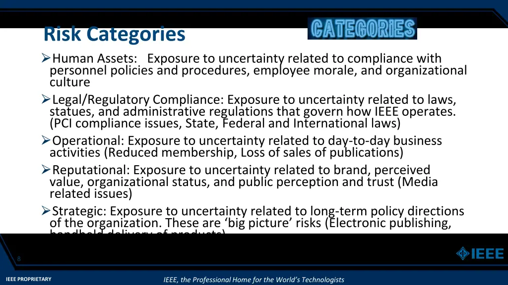 risk categories human assets exposure