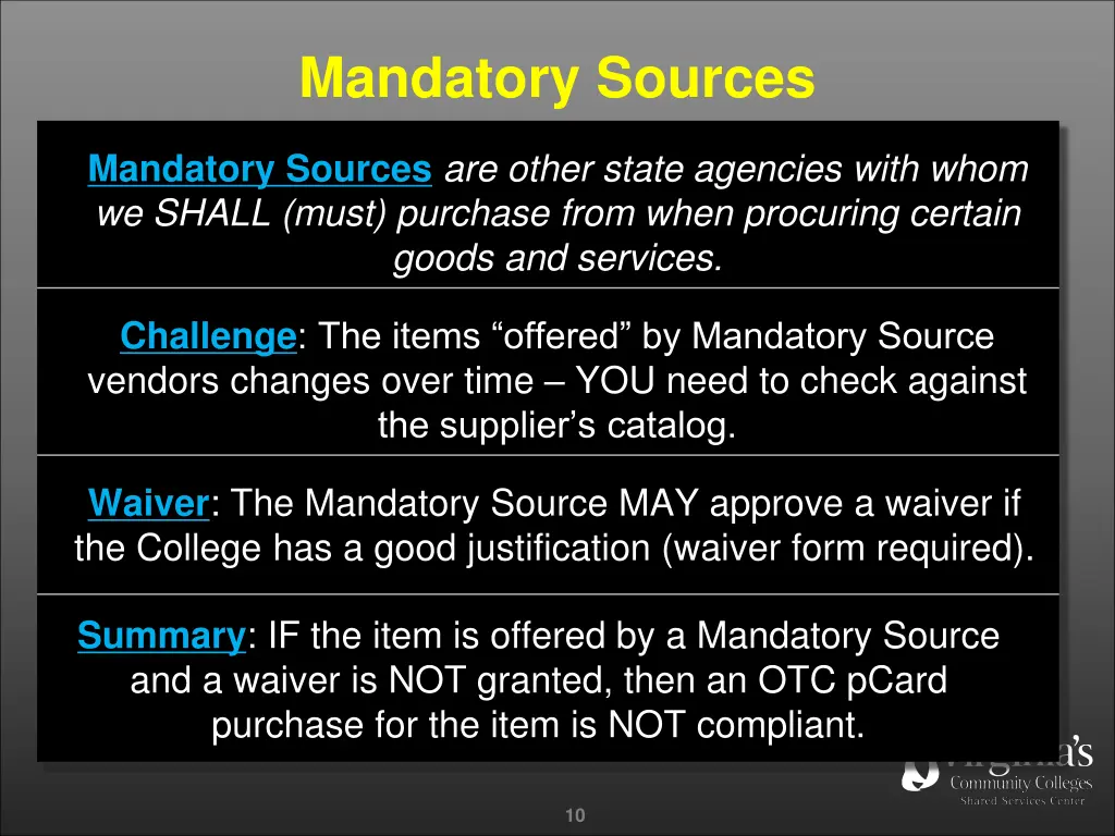 mandatory sources