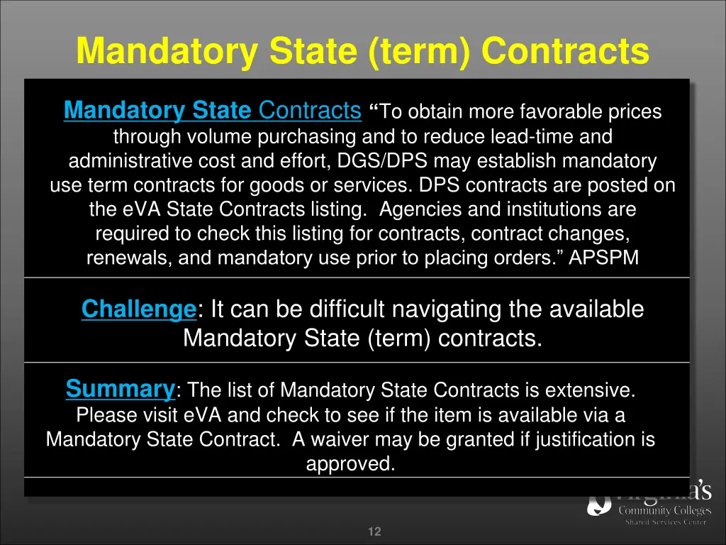 mandatory state term contracts