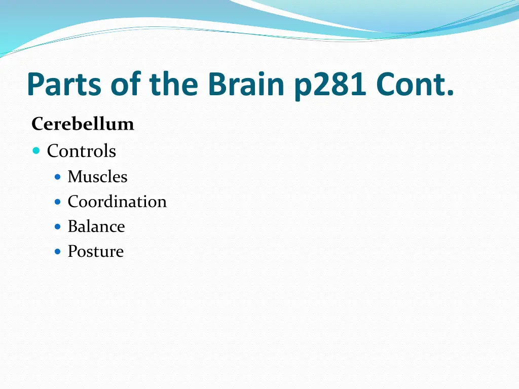 parts of the brain p281 cont 1