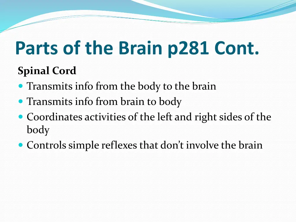 parts of the brain p281 cont 2